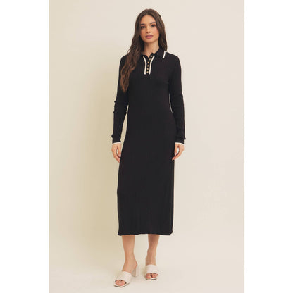 SUPER SOFT POLO SWEATER DRESS