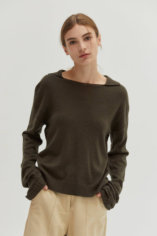 MALINE CASHMERE THIN KNIT OLIVE