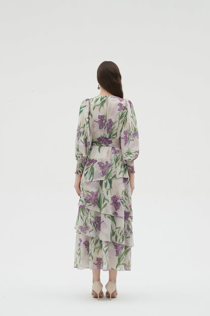 LAVENDER CHIFFON FLORAL DRESS