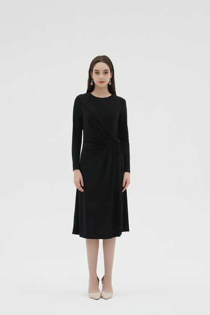 BLACK STRETCH WRAP DRESS byMM