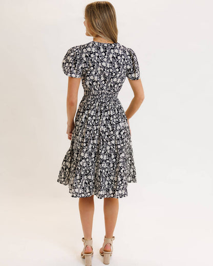 VNECK SMOCKED FRONT DRESS