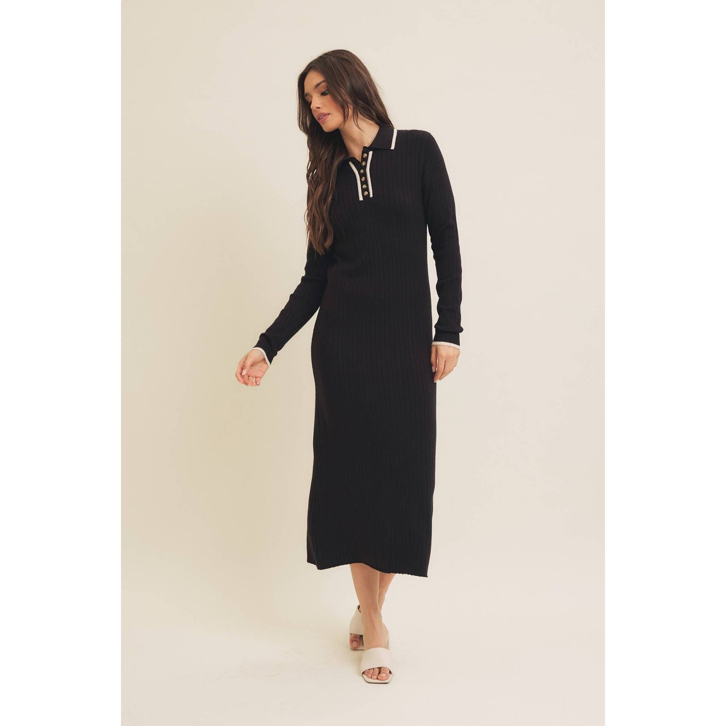 SUPER SOFT POLO SWEATER DRESS