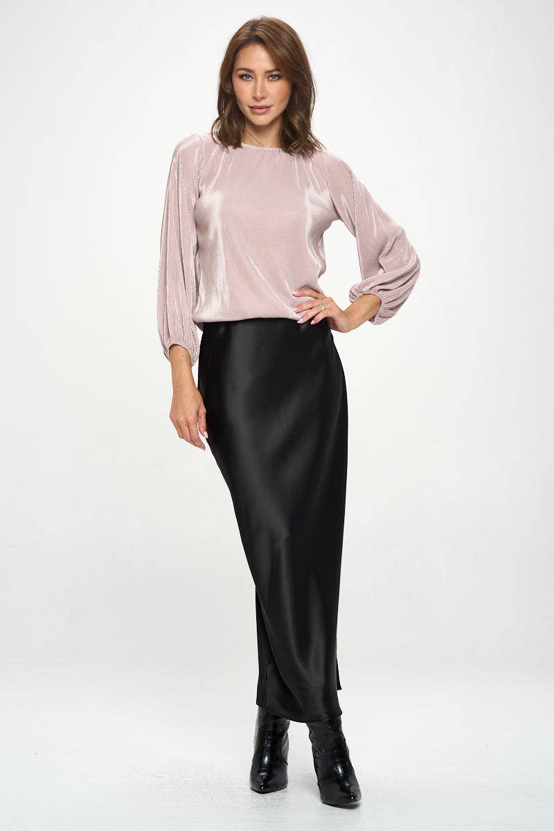 Silky Satin Maxi Skirt with Slit