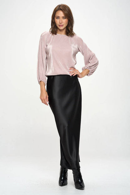 Silky Satin Maxi Skirt with Slit