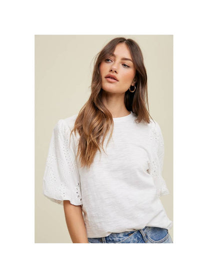 EYELET SLEEVE TSHIRT