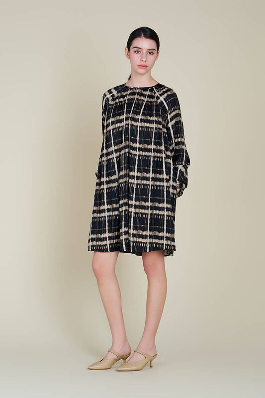  PLEATED PRINT MINI DRESS