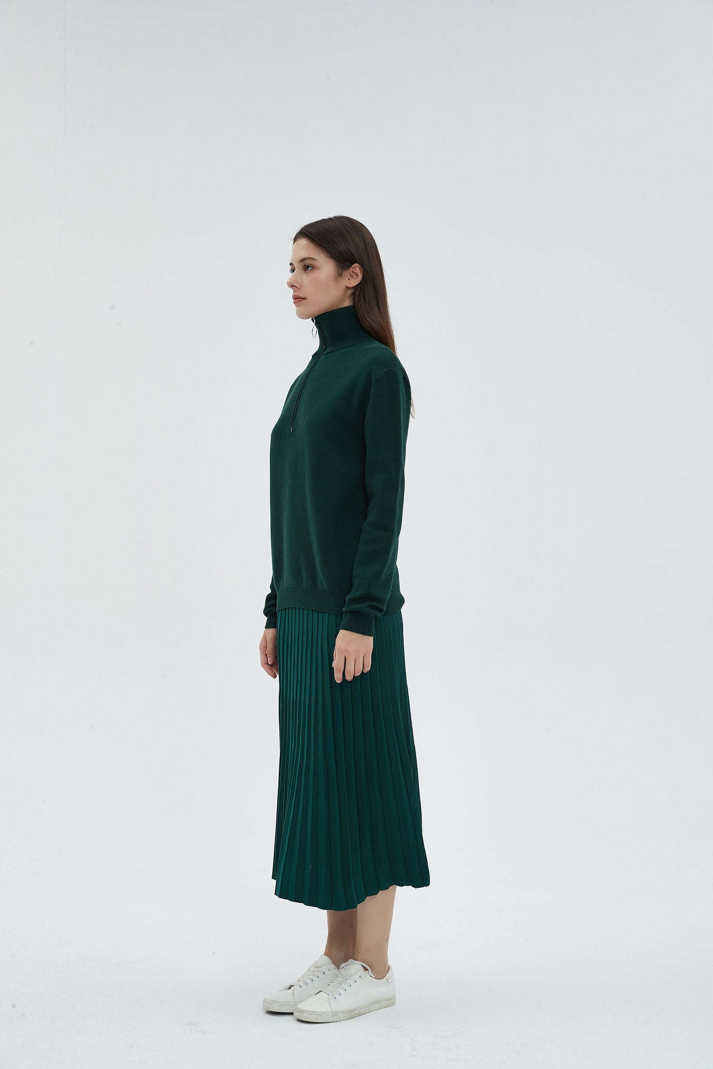 MM VISCOSE PLEATED MAXI - HUNTER GREEN