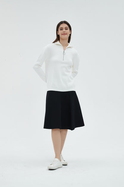 MM COZY ZIPPER COLLAR SWEATER - OFF WHITE