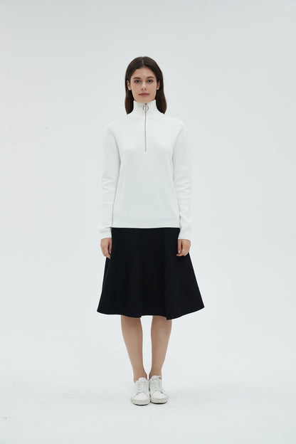 MM COZY ZIPPER COLLAR SWEATER - OFF WHITE