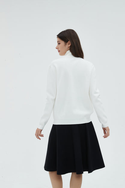 MM COZY ZIPPER COLLAR SWEATER - OFF WHITE