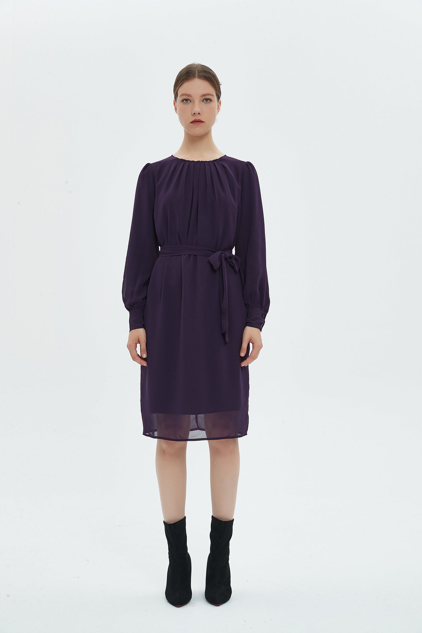 CHIFFON SHIFT DRESS -  EGGPLANT byMM