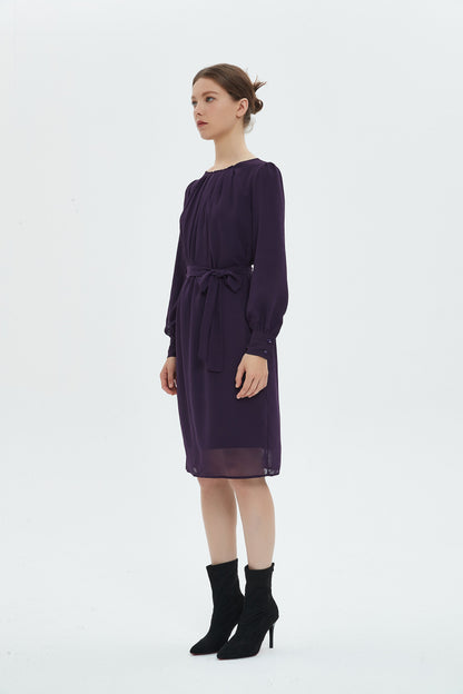 CHIFFON SHIFT DRESS -  EGGPLANT byMM