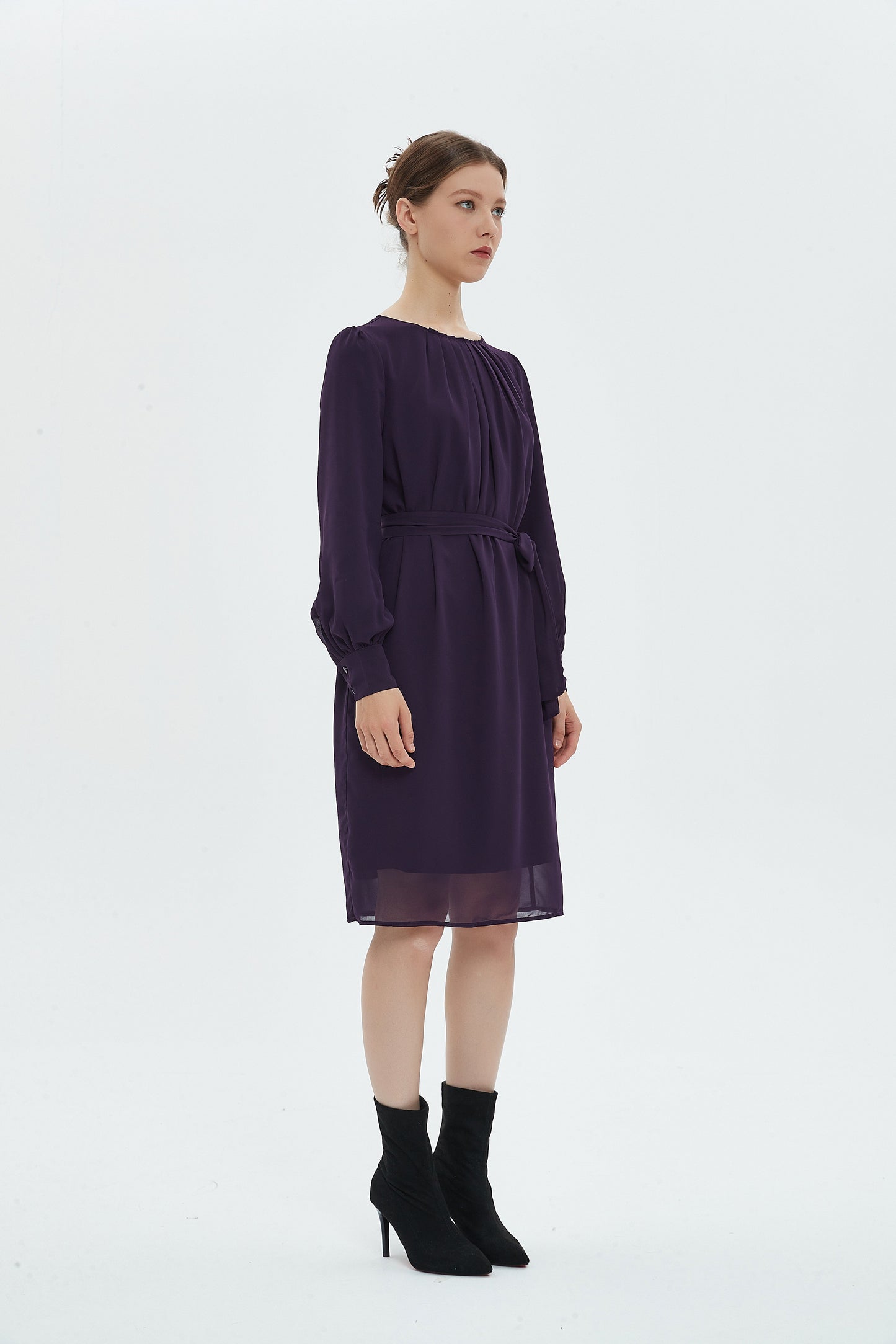 CHIFFON SHIFT DRESS -  EGGPLANT byMM