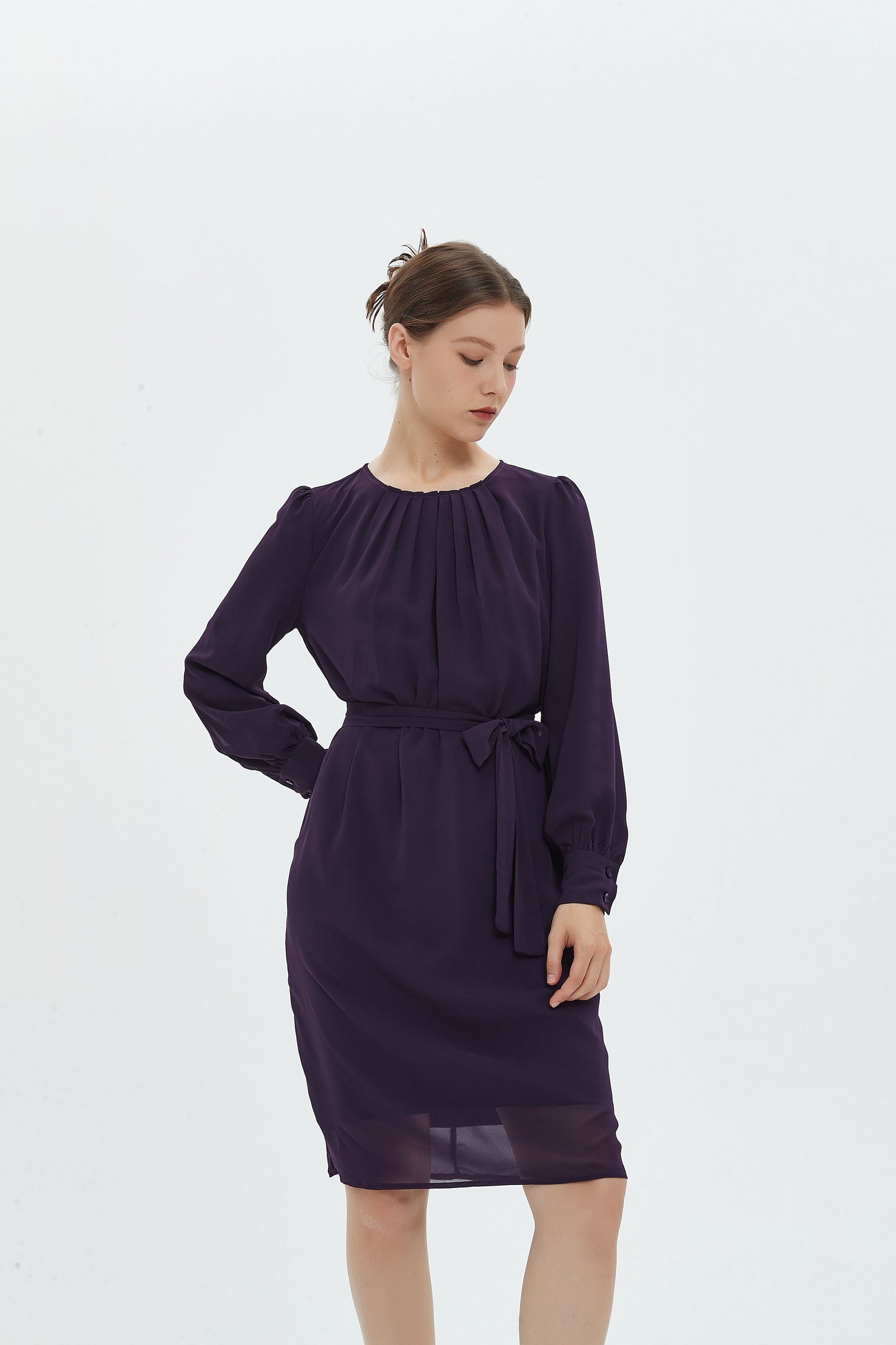 CHIFFON SHIFT DRESS -  EGGPLANT byMM