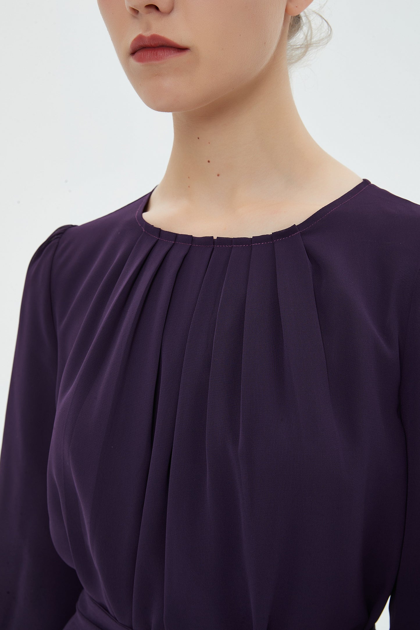 CHIFFON SHIFT DRESS -  EGGPLANT byMM