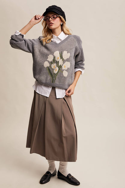 PLEATED KHAKI SKIRT