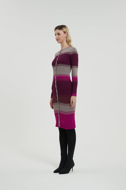 MM RIBBED STRIPE COLOR BLOCK DRESS