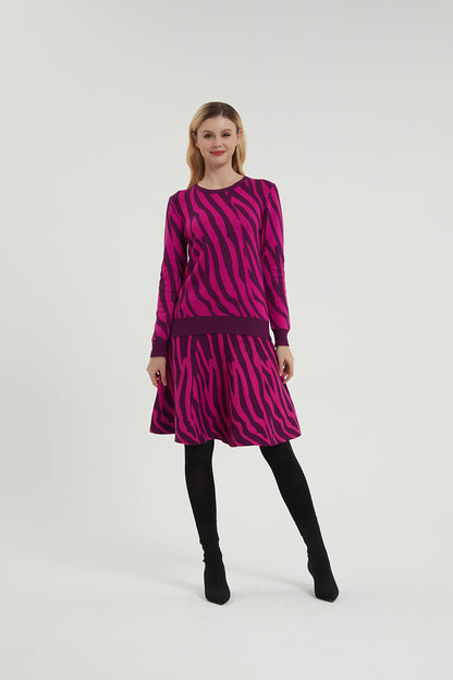 MM SWEATER ZEBRA PRINT PURPLE PINK