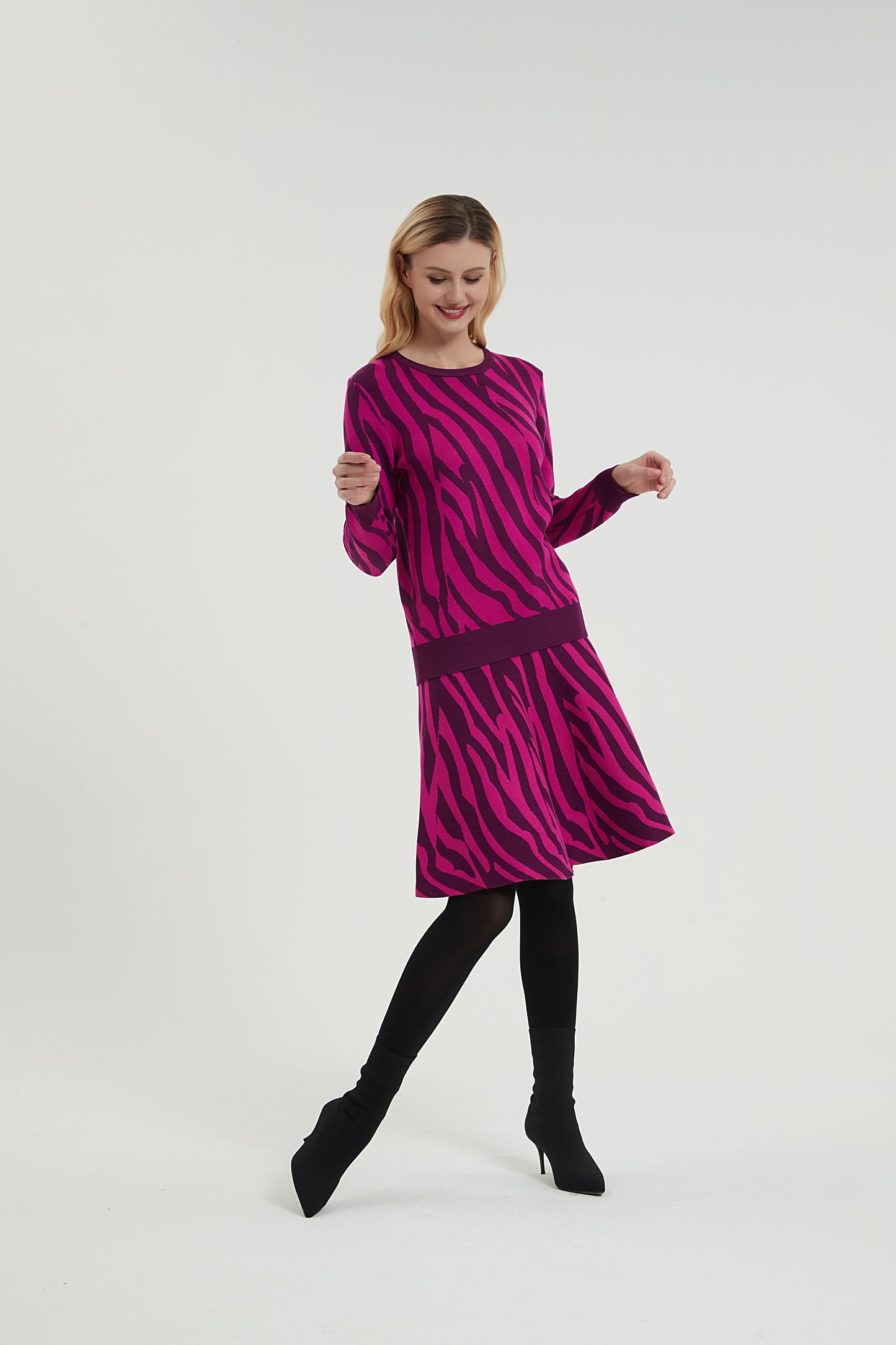 MM SWEATER ZEBRA PRINT PURPLE PINK