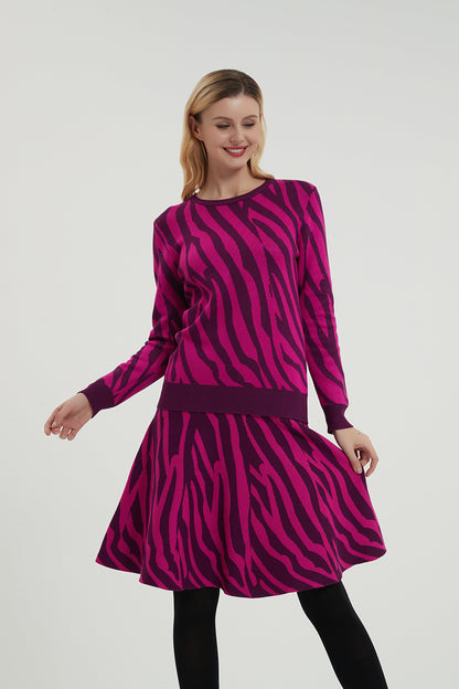 MM SWEATER ZEBRA PRINT PURPLE PINK