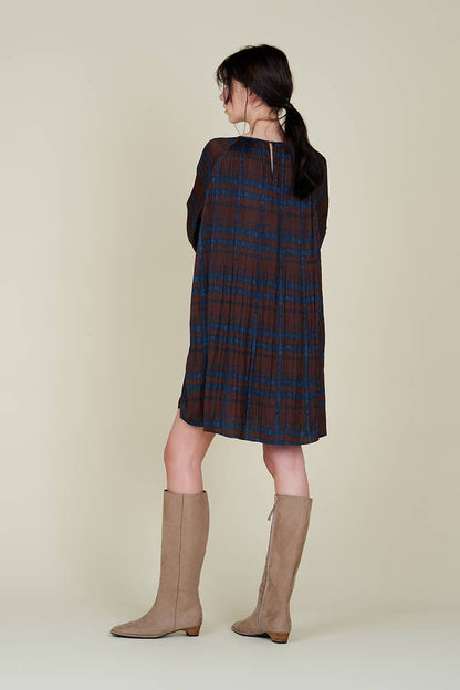  PLEATED PRINT MINI DRESS