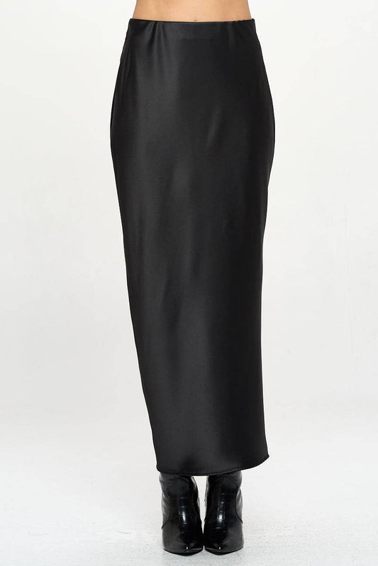 Silky Satin Maxi Skirt with Slit