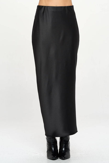 Silky Satin Maxi Skirt with Slit