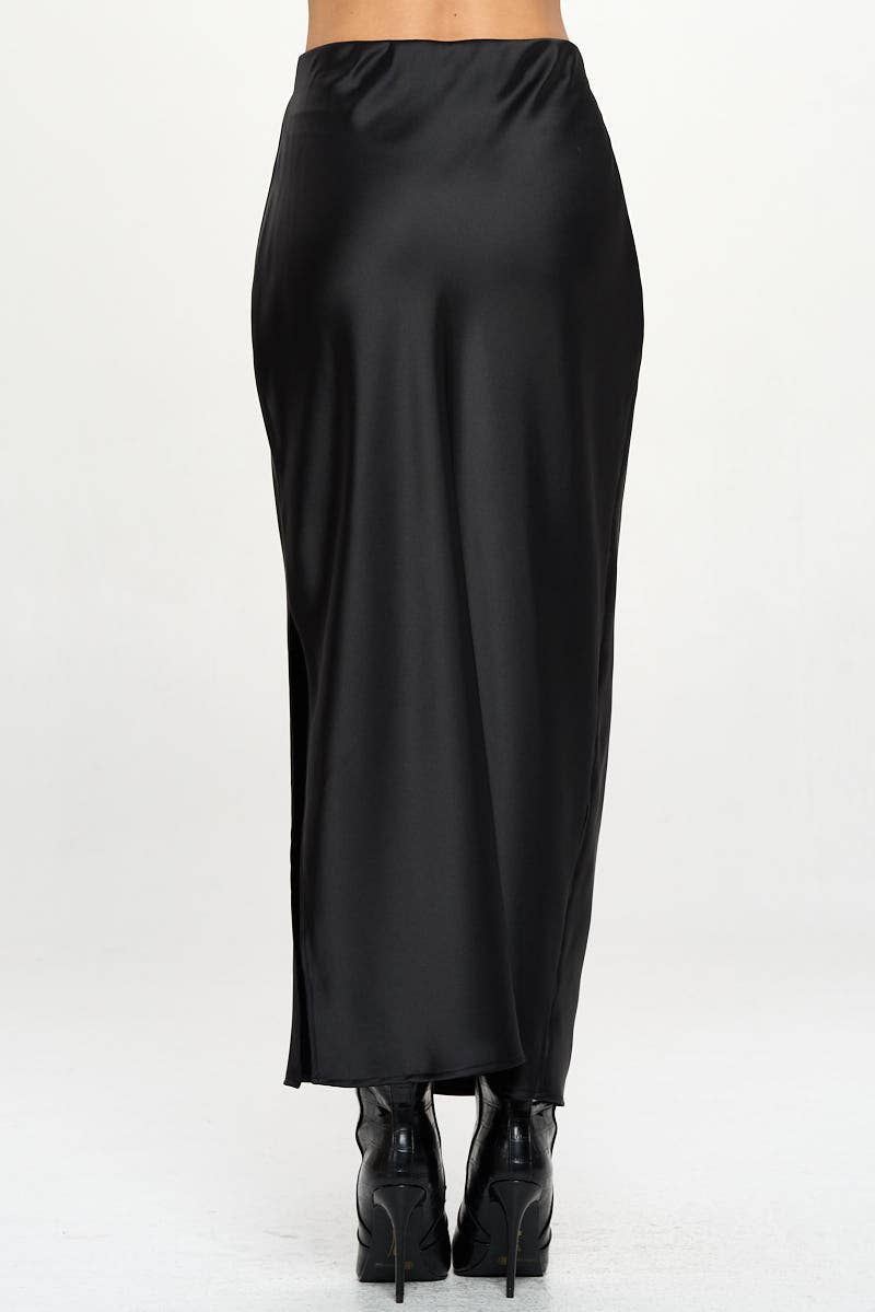 Silky Satin Maxi Skirt with Slit
