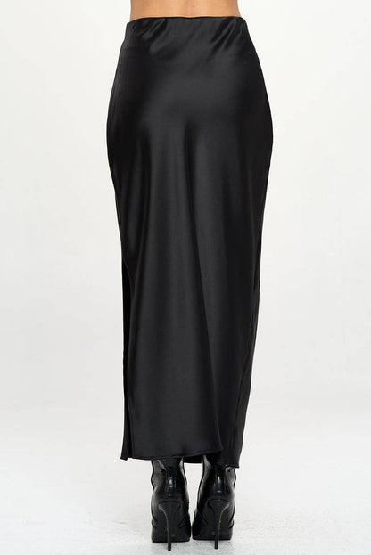 Silky Satin Maxi Skirt with Slit