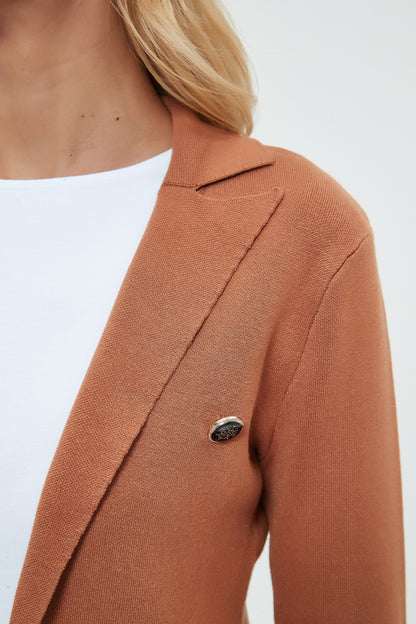 MM KNIT DOUBLE BREASTED BLAZER - BLACK