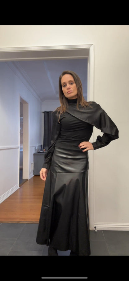 MIXED MEDIA MOCK NECK