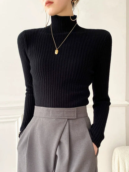 WIDE RIBBED MOCK NECK TURTLENECK