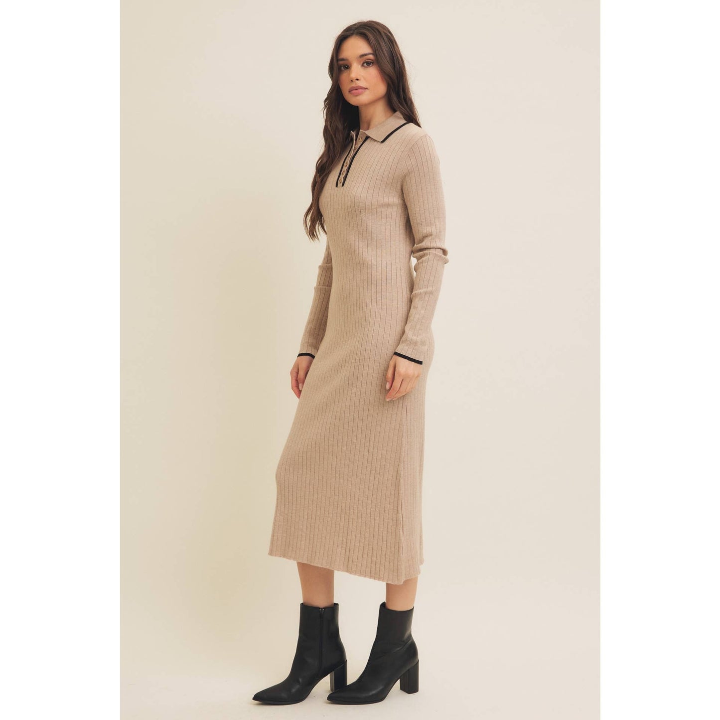 SUPER SOFT POLO SWEATER DRESS