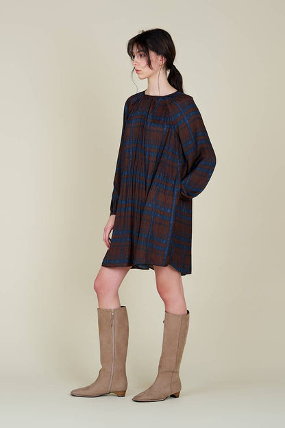  PLEATED PRINT MINI DRESS
