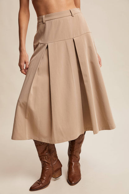 PLEATED KHAKI SKIRT