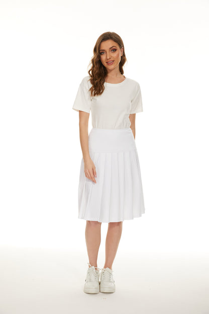 MM COTTON PLEATED SKIRT - WHITE