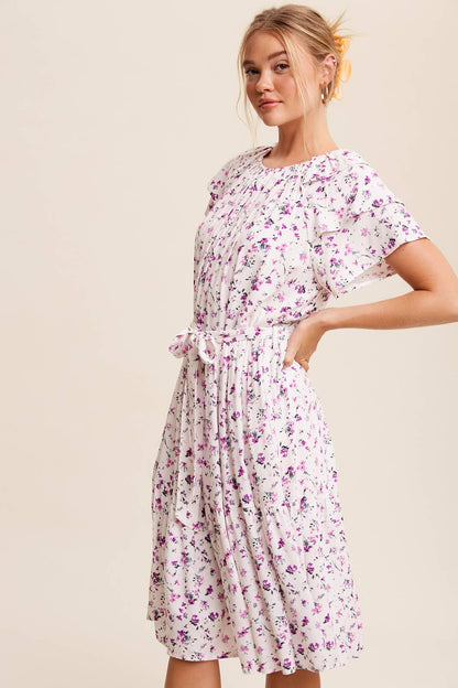 Floral Ruffle Sleeve Midi Dress