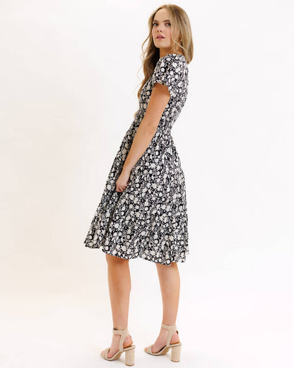 VNECK SMOCKED FRONT DRESS