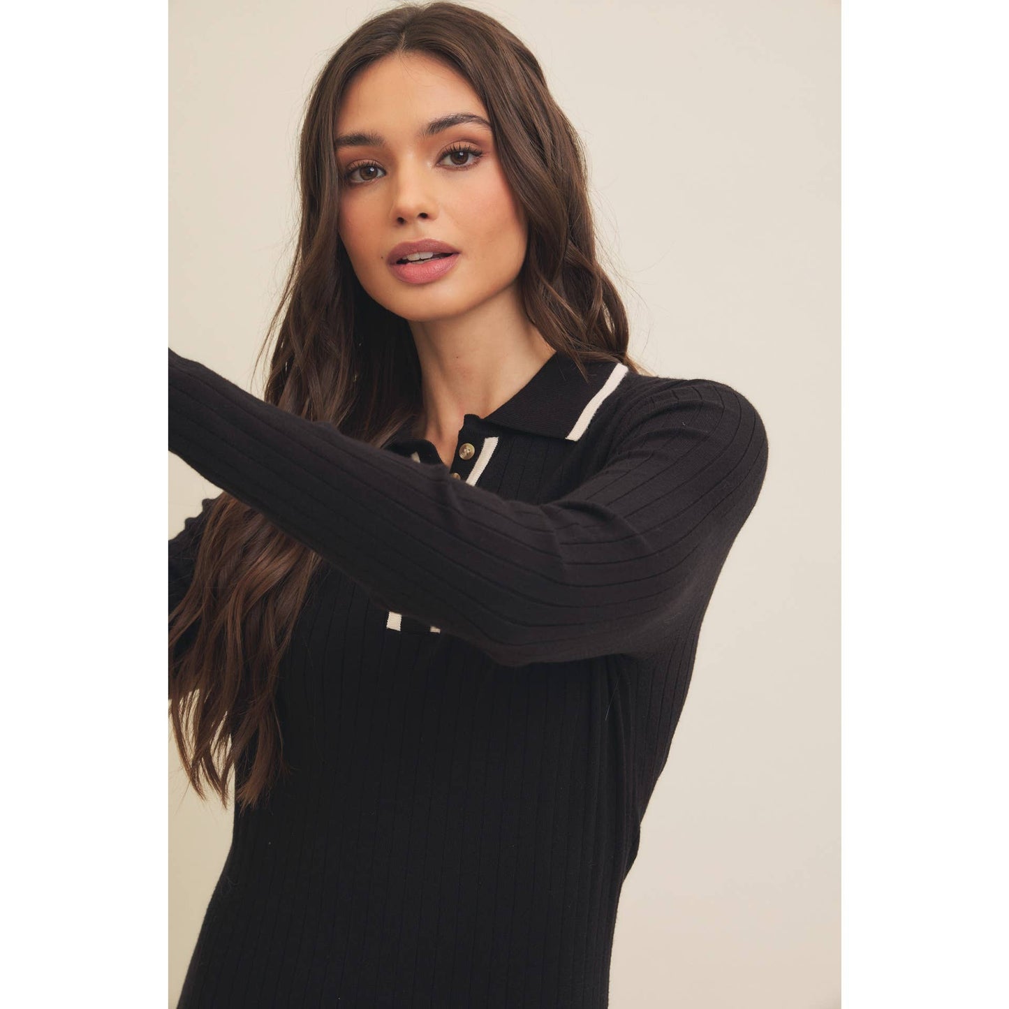 SUPER SOFT POLO SWEATER DRESS