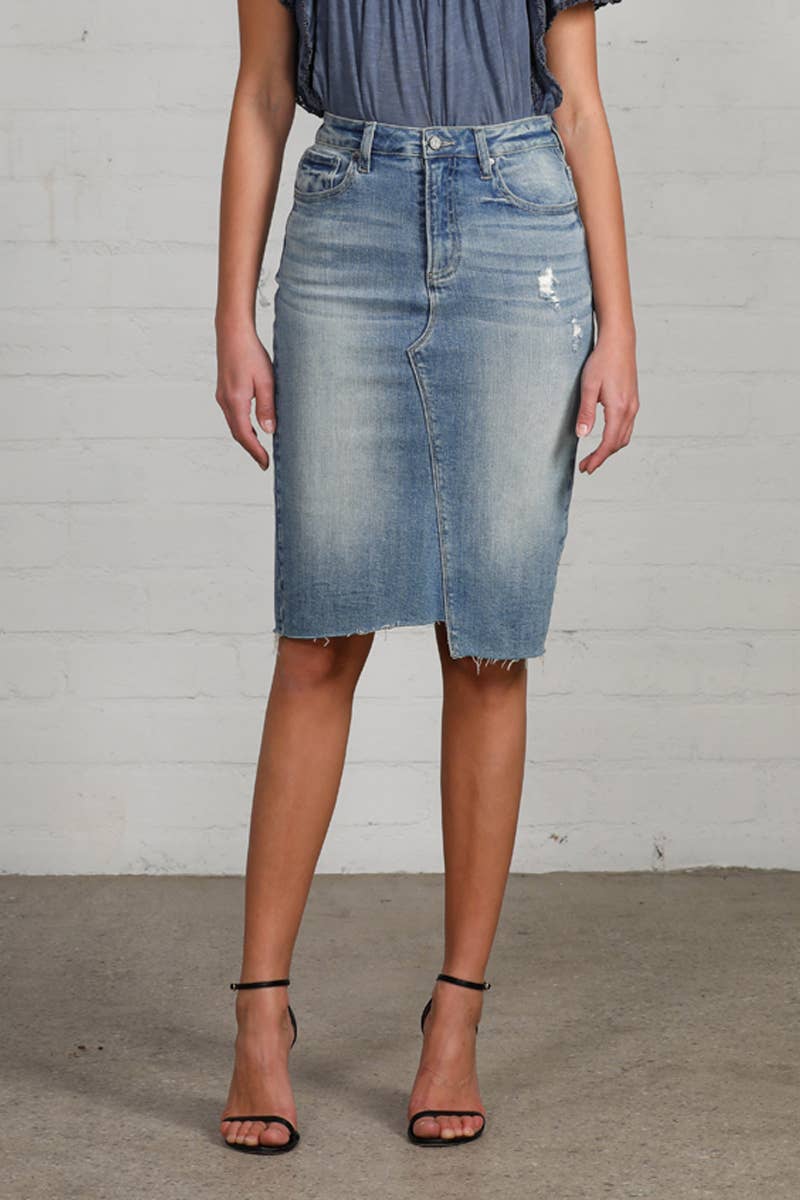 KNEE LENGTH JEAN SKIRT