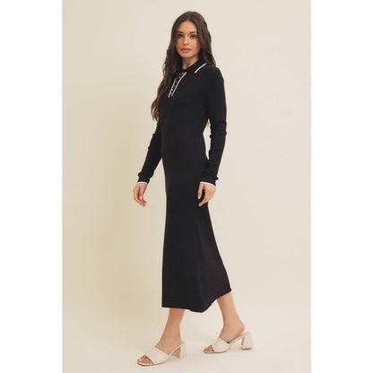 SUPER SOFT POLO SWEATER DRESS