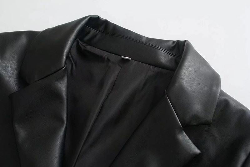 FAUX LEATHER BLAZER