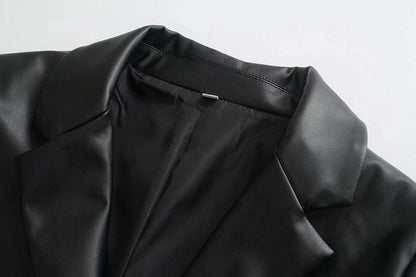 FAUX LEATHER BLAZER