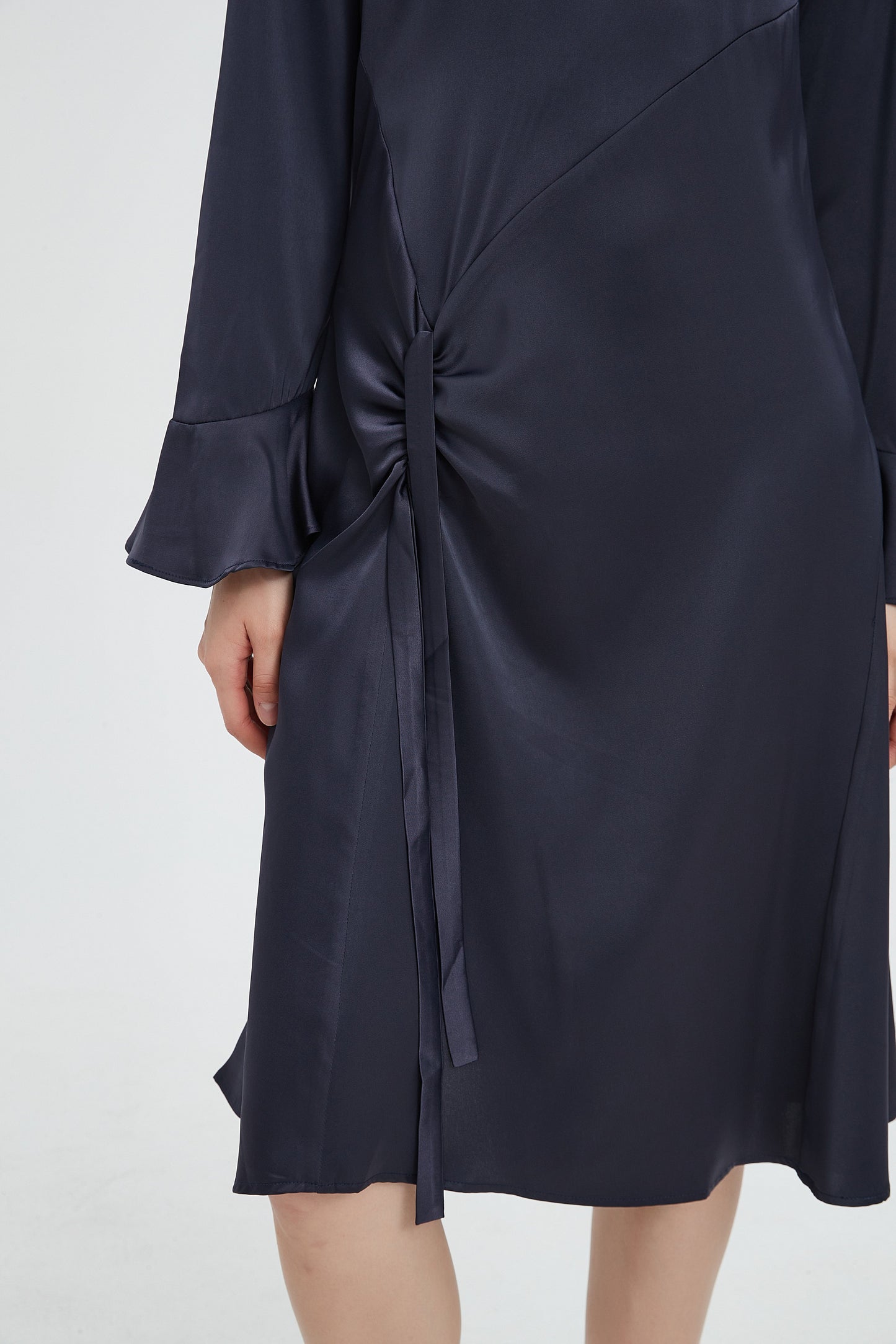 SUBTLE TIE RUCHED DRESS byMM - NAVY