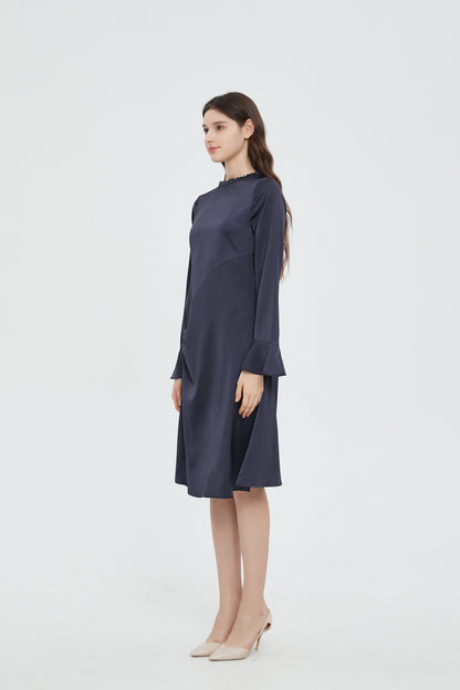 SUBTLE TIE RUCHED DRESS byMM - NAVY